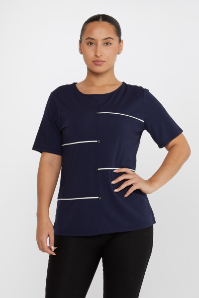 Blusa con bottoni a stella blu navy - 80061 | KAZEE (Set di 3 M-L-XL) 