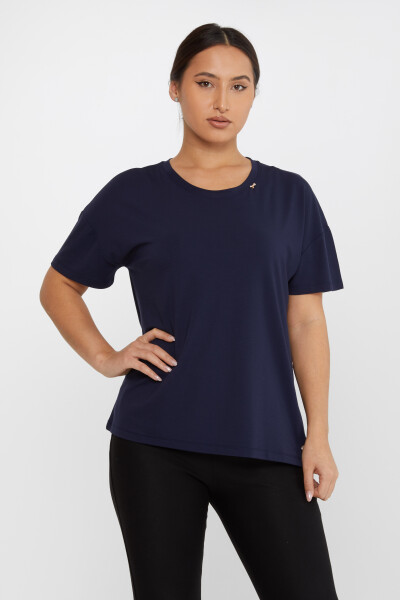 Blusa con Bottoni in Pietra Blu Navy - 79998 | KAZEE (Set da 3 M-L-XL) 