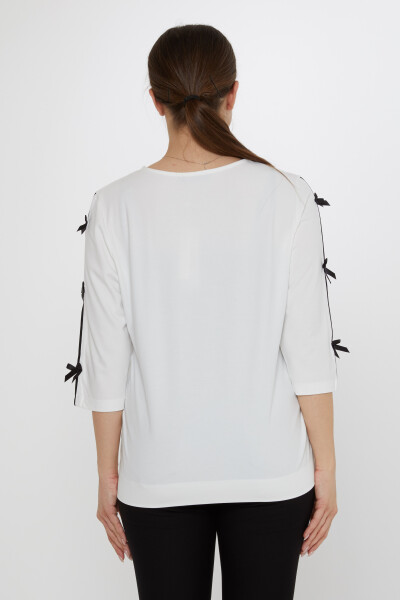 Blusa con fiocco e dettaglio sulle maniche Ecru - 80051 | KAZEE (Set di 3 L-XL-2XL) - 5
