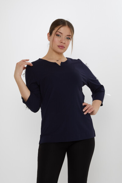 Blusa Detalle Lazo Manga Azul Marino - 80051 | KAZEE (Juego de 3 L-XL-2XL) - Kazee (1)