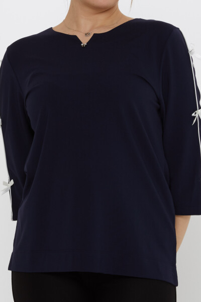 Blusa Detalle Lazo Manga Azul Marino - 80051 | KAZEE (Juego de 3 L-XL-2XL) - 3