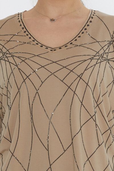 Blusa Dettaglio Glitter Beige - 80001 | KAZEE (Set di 3 L-XL-2XL) - 4