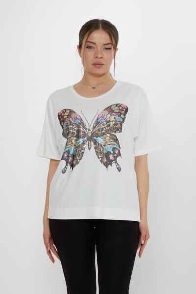 Blusa Estampada Mariposas Crudo - 80046 | KAZEE (Juego de 3 L-XL-2XL) - 2