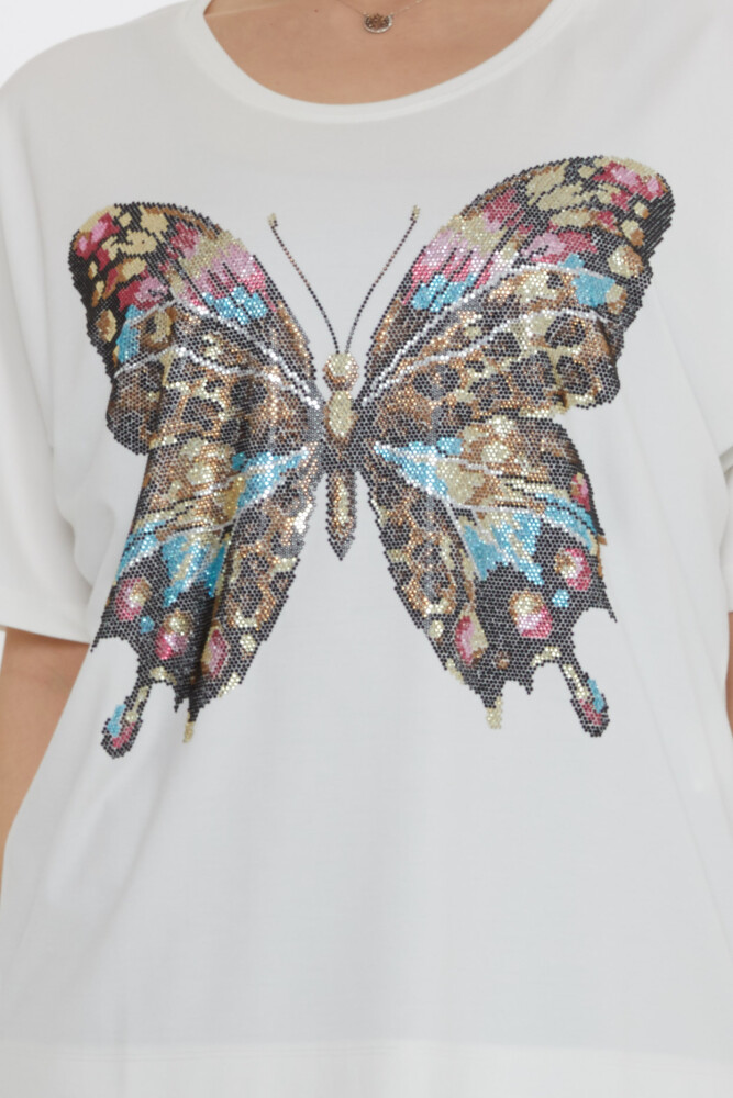 Blusa Estampada Mariposas Crudo - 80046 | KAZEE (Juego de 3 L-XL-2XL) - 4
