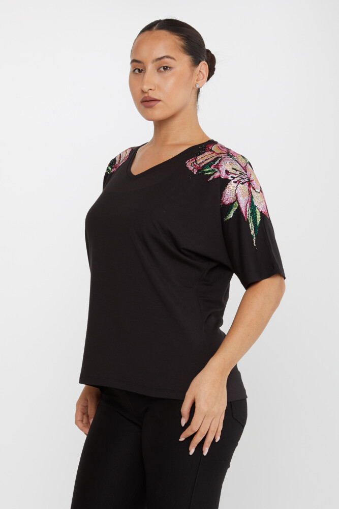 Blusa Fiore Pietra Ricamato Nero - 79585 | KAZEE (Set di 4 M-L-XL-2XL) - 2