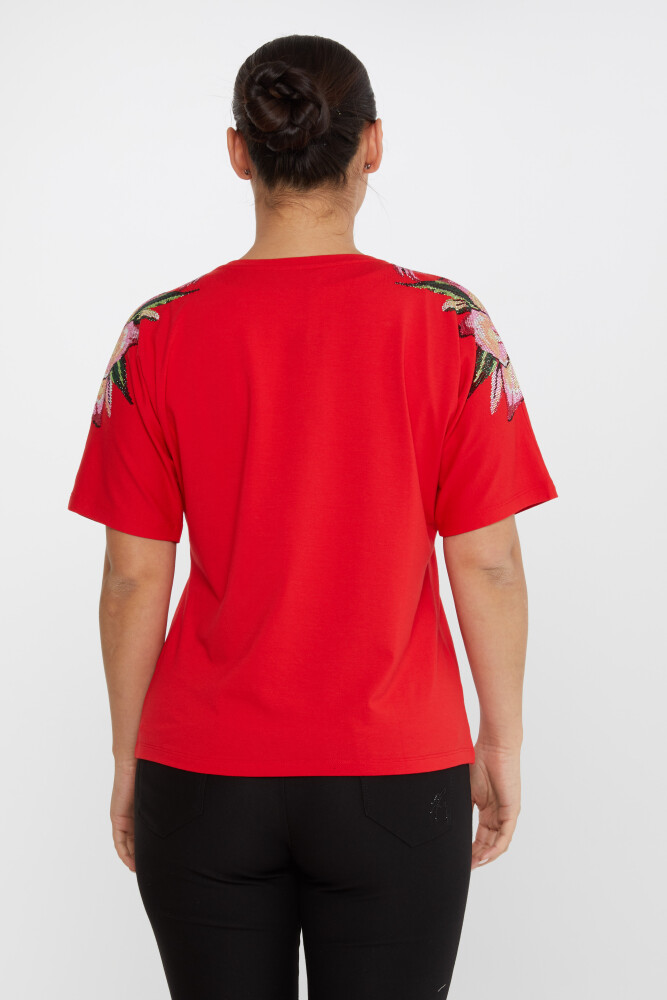Blusa Flor Piedra Bordada Roja - 79585 | KAZEE (Juego de 4 tallas M-L-XL-2XL) - 5