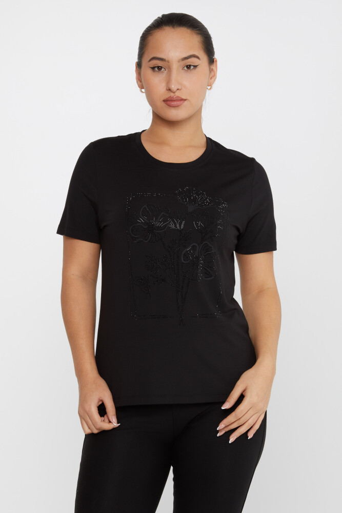 Blusa Floreale Ricamata Nera - 79929 | KAZEE (Set di 3 M-L-XL) - 2