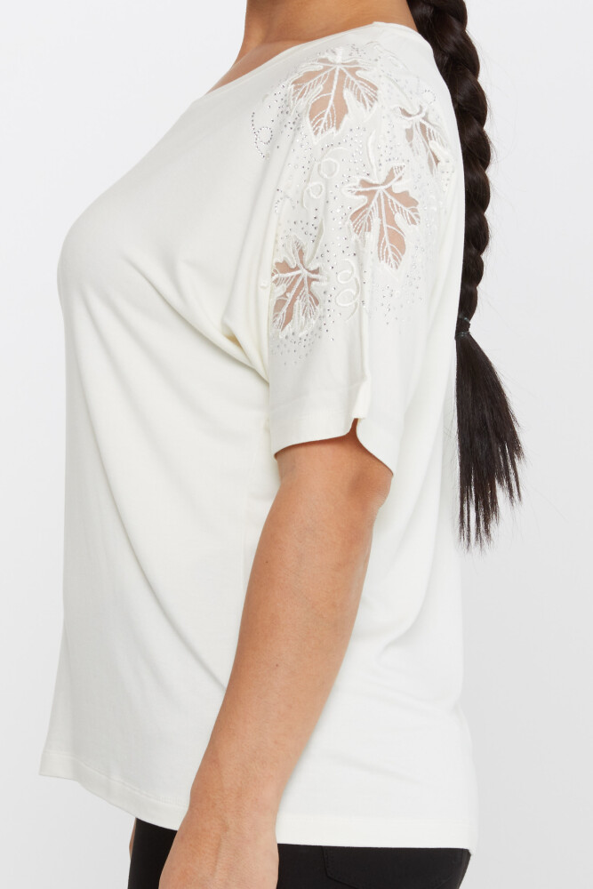 Blusa Hoja Bordada Crudo - 79888 | KAZEE (Juego de 4 M-L-XL-2XL) - 4