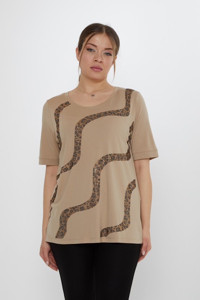 Blusa Leopardata Beige Pietra - 80047 | KAZEE (Set di 3 L-XL-2XL) - 1