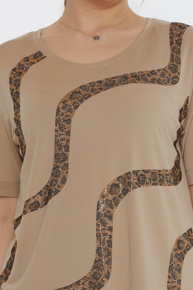 Blusa Leopardata Beige Pietra - 80047 | KAZEE (Set di 3 L-XL-2XL) - 4