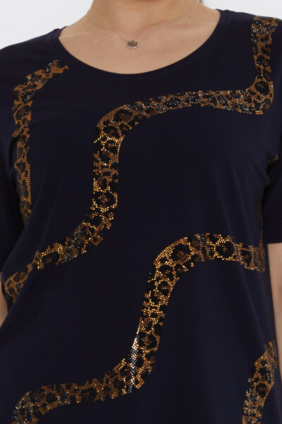 Blusa Leopardo Piedra Azul Marino - 80047 | KAZEE (Juego de 3 L-XL-2XL) - 4