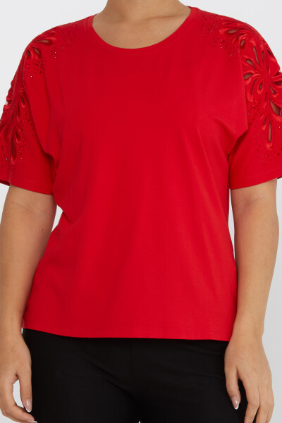 Blusa Mangas Bordadas Rojas - 79916 | KAZEE (Juego de 4 tallas L-XL-2XL-3XL) - 3