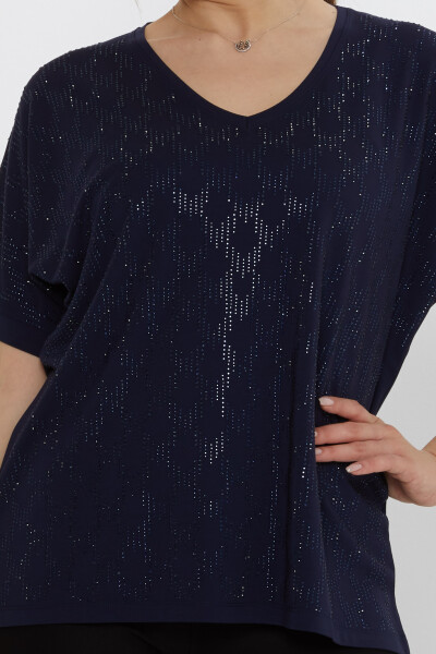 Blusa Piedra Bordada Azul Marino - 80007 | KAZEE (Juego de 3 L-XL-2XL) - 2