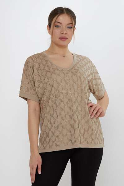 Blusa Piedra Bordada Beige - 80007 | KAZEE (Juego de 3 L-XL-2XL) 