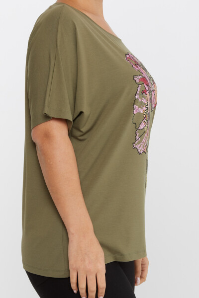 Blusa Pietra Colorata Ricamata Cachi - 79634 | KAZEE (Set di 4 M-L-XL-2XL) - 4