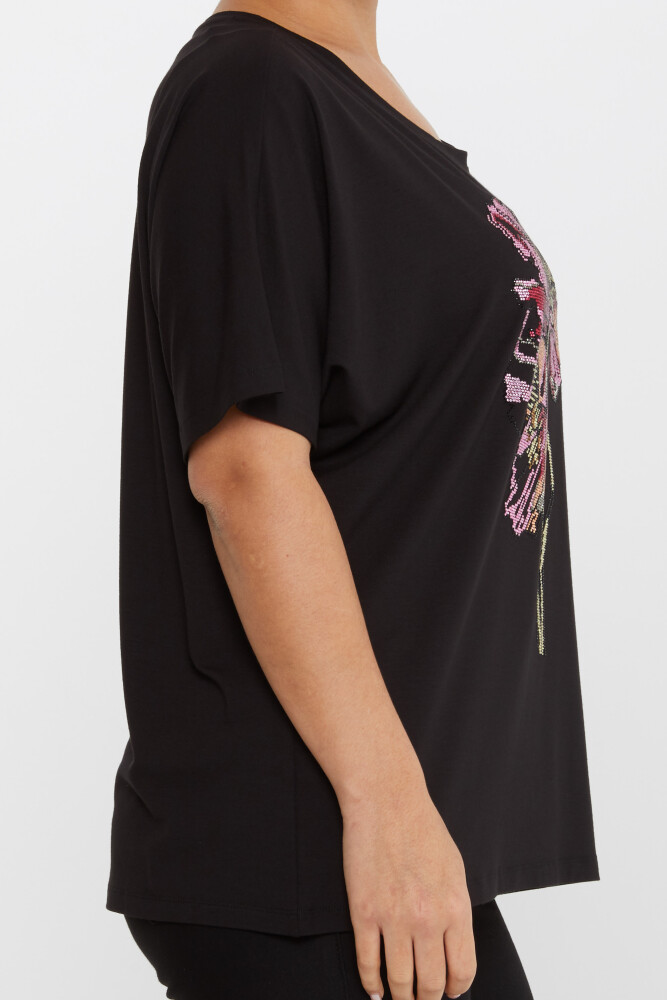 Blusa Pietra Colorata Ricamata Nera - 79634 | KAZEE (Set di 4 M-L-XL-2XL) - 4