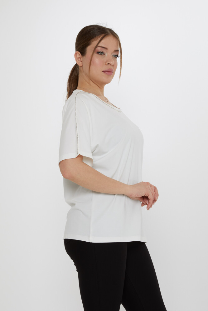 Blusa Pietra Ricamata Ecru - 80031 | KAZEE (Set di 3 M-L-XL) - 2