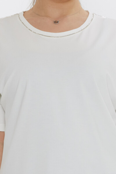 Blusa Pietra Ricamata Ecru - 80031 | KAZEE (Set di 3 M-L-XL) - 4