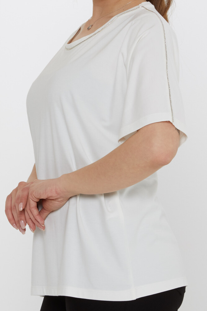 Blusa Pietra Ricamata Ecru - 80031 | KAZEE (Set di 3 M-L-XL) - 5