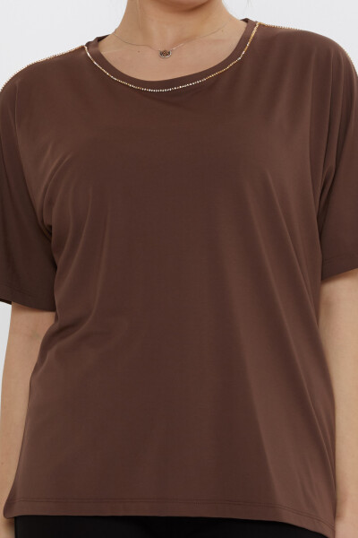 Blusa Pietra Ricamata Marrone - 80031 | KAZEE (Set di 3 M-L-XL) - 3
