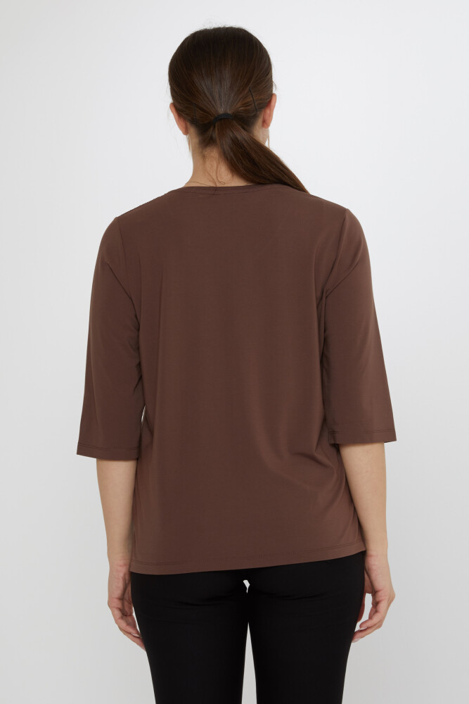 Blusa Pietra Ricamata Marrone - 80034 | KAZEE (Set di 3 M-L-XL) - 6