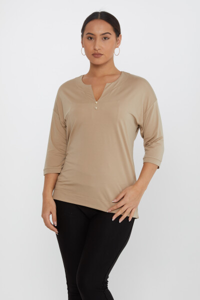 Blusa Scollo a V Beige - 80029 | KAZEE (Set di 3 L-XL-2XL) - KAZEE 