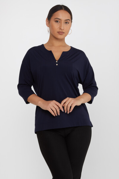 Blusa Scollo a V Blu Navy - 80029 | KAZEE (Set di 3 L-XL-2XL) - KAZEE 
