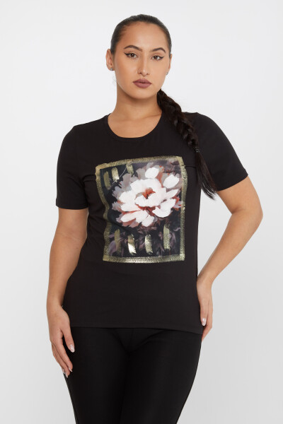 Blusa Stampa Floreale Nera - 79910 | KAZEE (Set da 4 M-L-XL-2XL) - KAZEE 