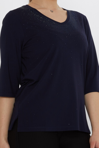 Blusa Stone Ricamata Blu Navy - 80034 | KAZEE (Set di 3 M-L-XL) - 5