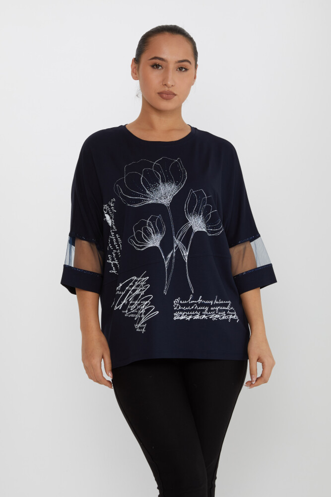 Blusa Tulle Blu Navy - 80112 | KAZEE (Set di 4 M-L-XL-2XL) - 1