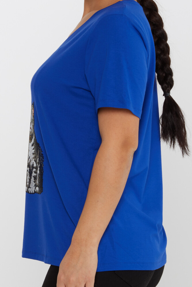 Bluse mit Katzenmuster, bunt, Stone Saxe – 80103 | KAZEE (3er-Set M-L-XL) - 4