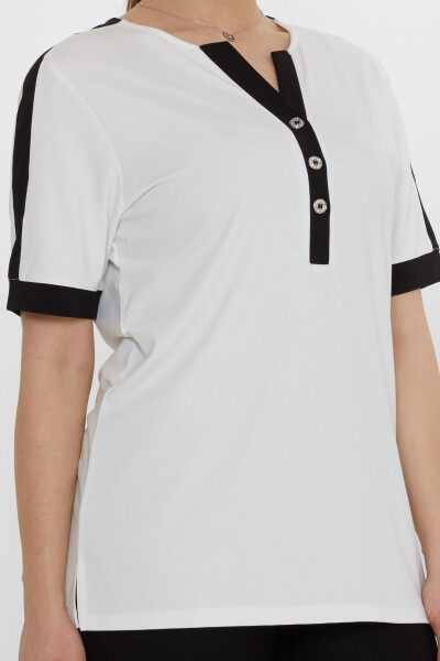 Bluse Kurzarm Ecru - 80024 | KAZEE (3er-Set M-L-XL) - 5