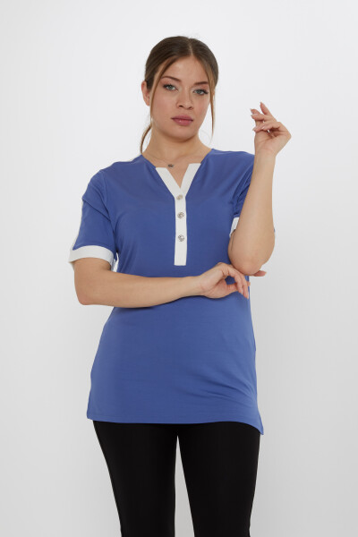 Bluse Kurzarm Indigo - 80024 | KAZEE (3er-Set M-L-XL) - KAZEE 