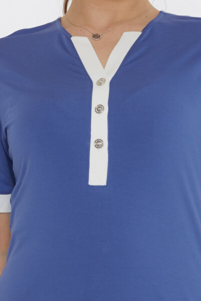 Bluse Kurzarm Indigo - 80024 | KAZEE (3er-Set M-L-XL) - 4