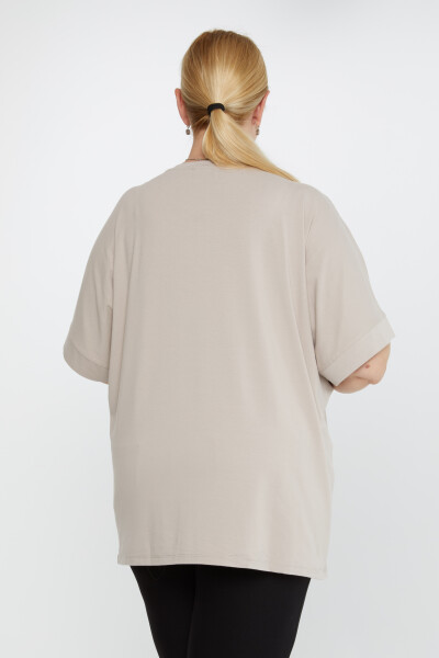 Bluse Kurzarm Rundhals Nerz - 79629 | KAZEE (4er-Set M-L-XL-2XL) - 3