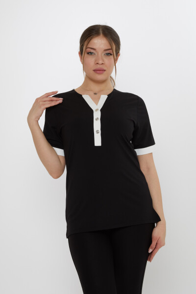Bluse Kurzarm Schwarz - 80024 | KAZEE (3er-Set M-L-XL) - KAZEE (1)
