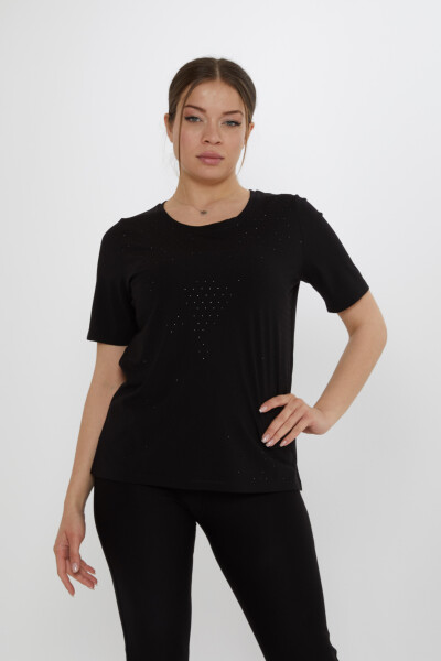 Bluse Kurzarm Schwarz - 80033 | KAZEE (3er-Set M-L-XL) - 2
