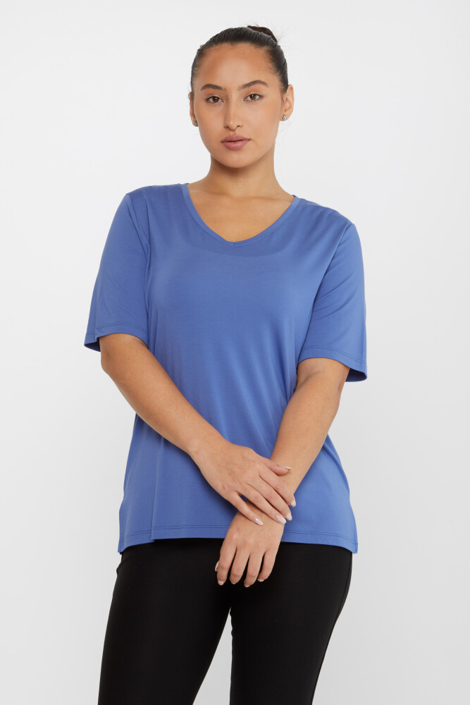 Bluse mit Schlitzdetail und kurzen Ärmeln, Indigo – 80015 | KAZEE (3er-Set L-XL-2XL) - 2