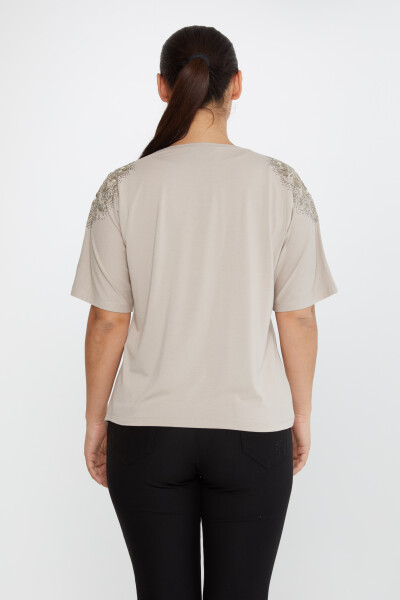 Bluse mit Rosenstickerei und Stoned Mink - 80062 | KAZEE (4er-Set L-XL-2XL-3XL) - 5