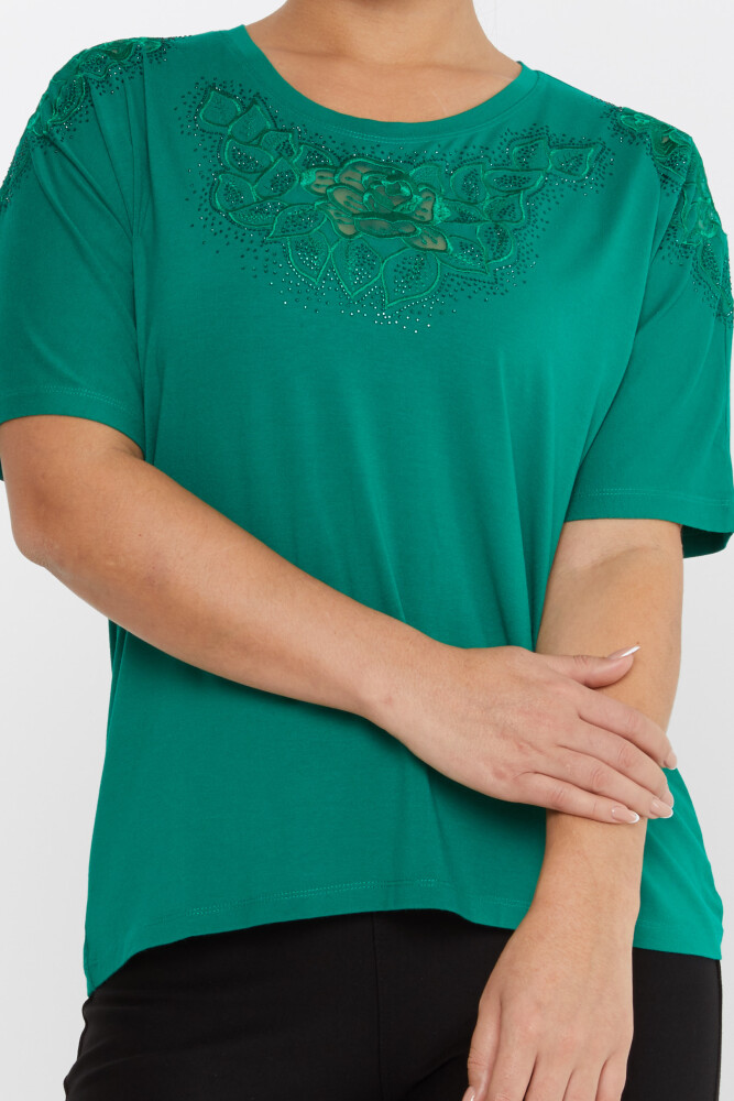 Bluse Rosenstickerei Stoned Green - 80062 | KAZEE (4er-Set L-XL-2XL-3XL) - 3