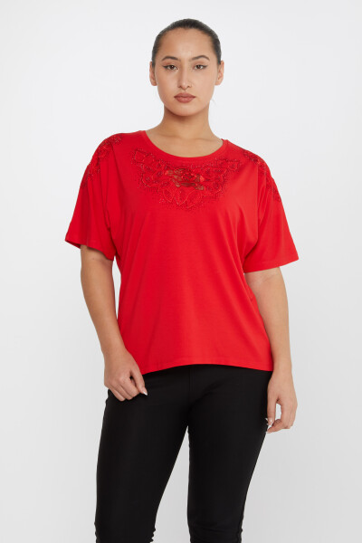 Bluse Rosenstickerei Stoned Red - 80062 | KAZEE (4er-Set L-XL-2XL-3XL) 