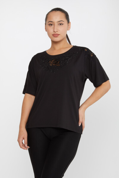 Bluse Rosenstickerei Stoned Black - 80062 | KAZEE (4er-Set L-XL-2XL-3XL) 