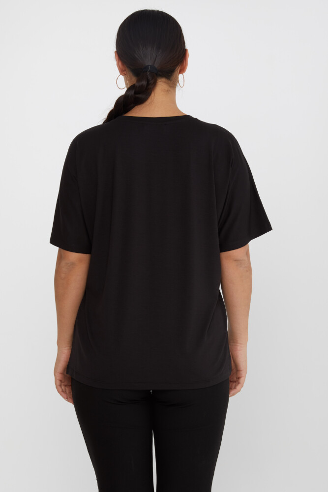 Bluse mit Schleife und Steinstickerei in Schwarz – 79892 | KAZEE (4er-Set L-XL-2XL-3XL) - 5