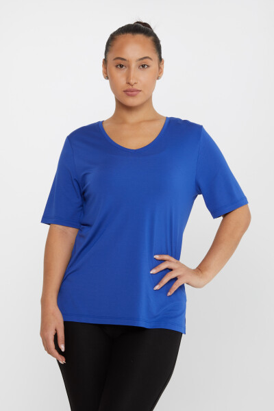 Bluse mit Schlitzdetail und kurzen Ärmeln Saxe – 80015 | KAZEE (3er-Set L-XL-2XL) 