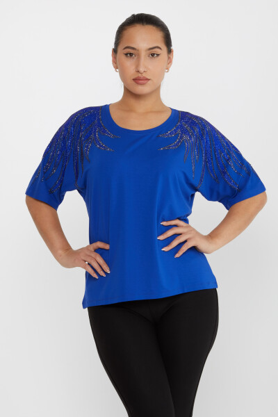 Bluse mit Steinstickerei, kurze Ärmel, Saxe – 79630 | KAZEE (4er-Set M-L-XL-2XL) - 1