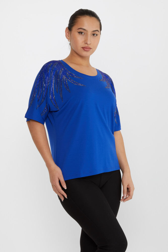 Bluse mit Steinstickerei, kurze Ärmel, Saxe – 79630 | KAZEE (4er-Set M-L-XL-2XL) - 2
