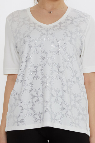 Bluse V-Ausschnitt Ecru - 80044 | KAZEE (3er-Set L-XL-2XL) - 3