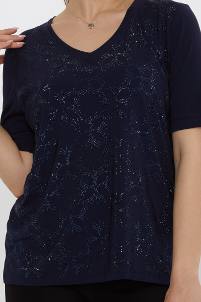 Bluse V-Ausschnitt Marineblau - 80044 | KAZEE (3er-Set L-XL-2XL) - 3