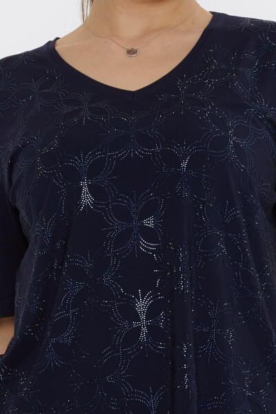 Bluse V-Ausschnitt Marineblau - 80044 | KAZEE (3er-Set L-XL-2XL) - 4