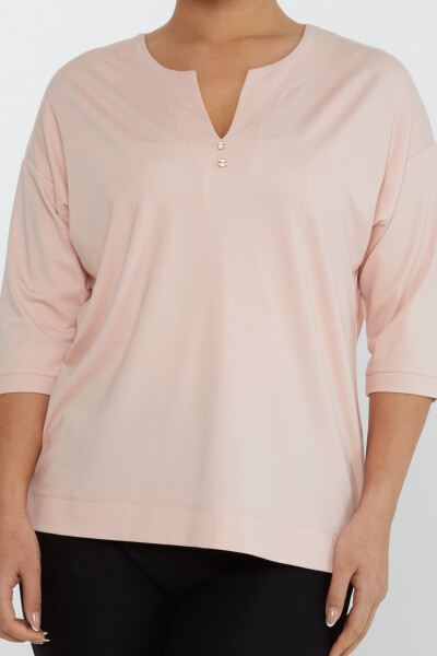 Bluse mit V-Ausschnitt Stoned Powder – 80029 | KAZEE (3er-Set L-XL-2XL) - 3